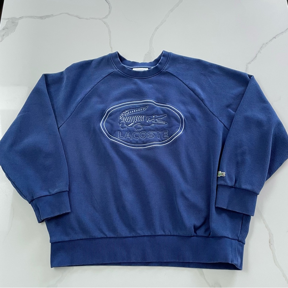 Lacoste Blue Embroidered Logo Crewneck Sweatshirt, Size XXL